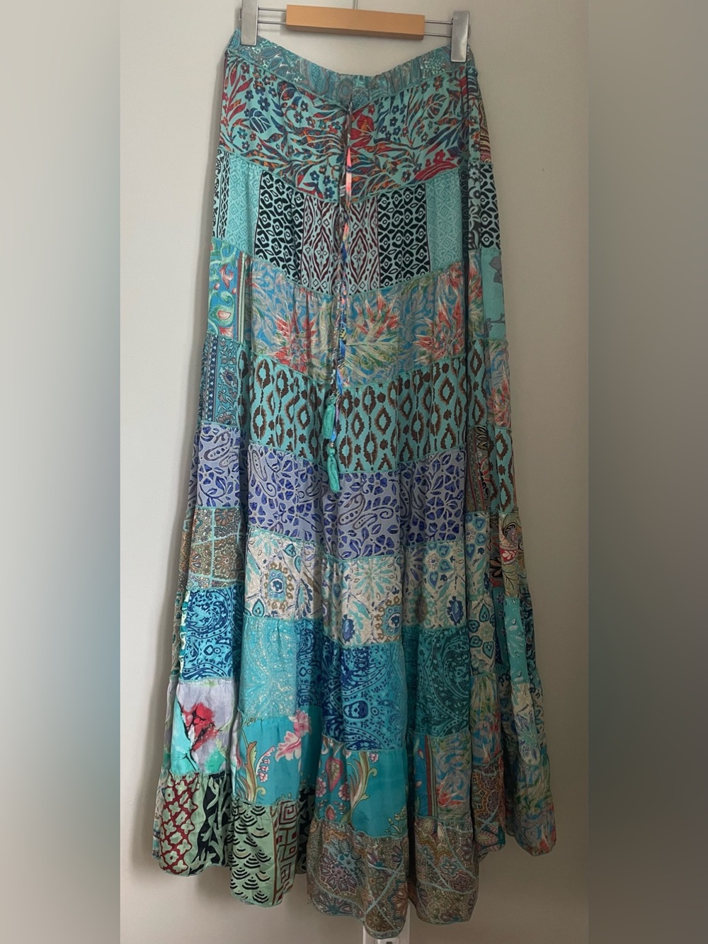 Boho Cottagecore Patchwork Maxi Skirt Size Medium Festival Indie - Picture 2 of 9